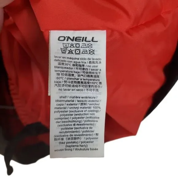 Oneill Black Poppy Red Colorblock Zip Up Seashell Snowboarding Jacket Size Large
